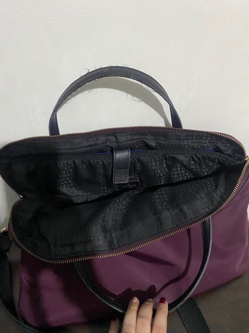 Kate Spade Laptop Bag (Plum) (Category: Laptop Bags & Sleeves) located in Quezon City. Submitted by Dress.For.Less (Listing ID 1336436281, Image 3). Description: Nylon laptop bag with top handle and adjustable strap. Fits 14” laptop Price is slightly negotiable for serious buyers.