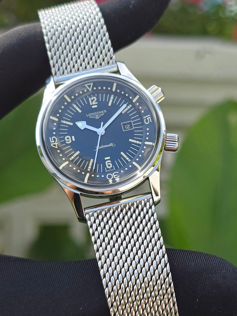 LOCAL SET LONGINES LEGEND DIVER WATCH 36 L3.374.4.50.6 BLACK METAL BRACELET L33744506 L3.374.4