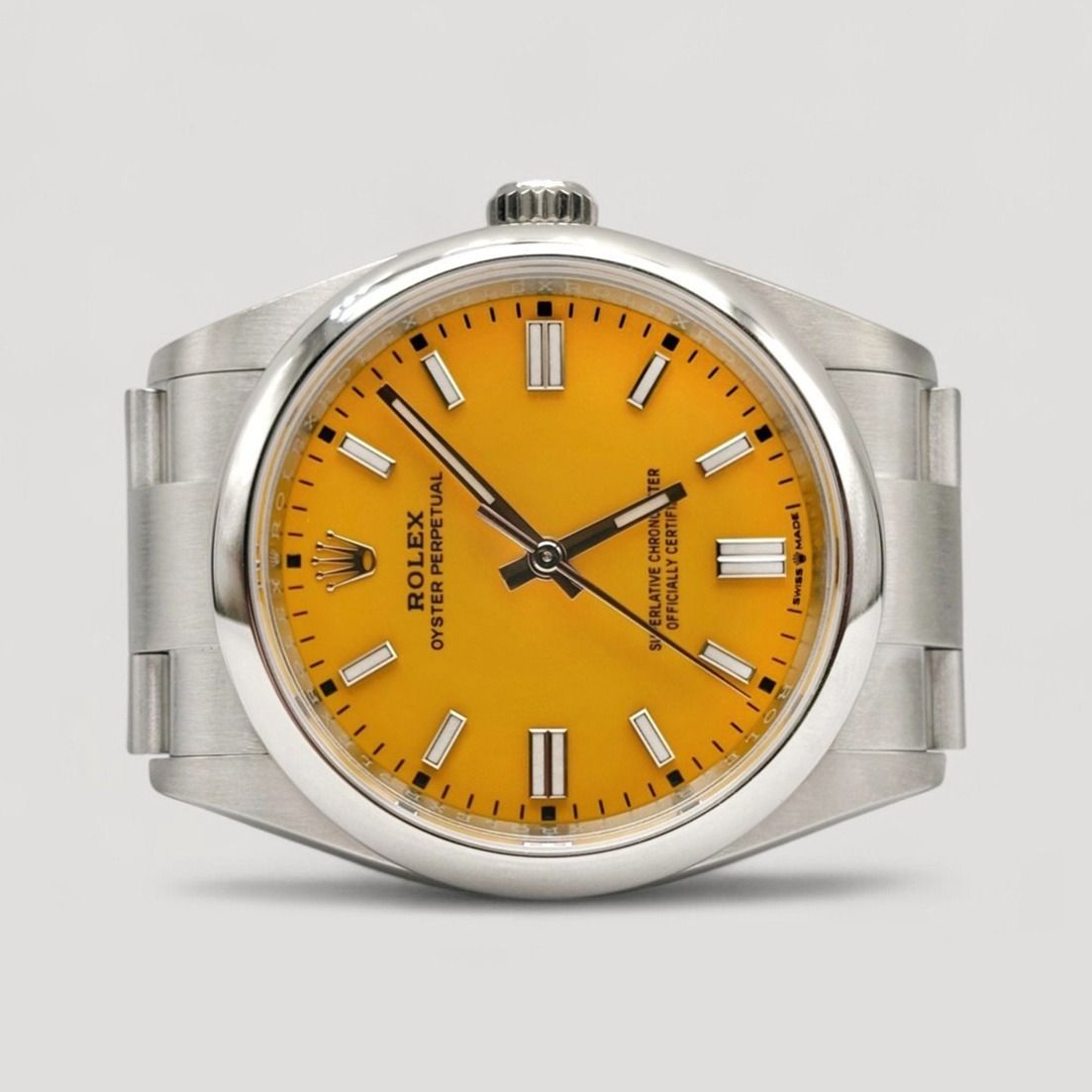 Mint Aug 2022 Rolex Oyster Perpetual Yellow 36mm 126000 (Category: Watches) located in Singapore. Submitted by pengkweewatches (Listing ID 1336415265, Image 1). Description: Join us on T-elegram for Exclusive Deals & Latest Stock Updates: //t.me/pengkweewatches Brand: Rolex Model: Oyster Perpetual Reference: 126000 Dated: August 2022 Condition: Mint Dial: Yellow Case Diameter: 36mm Material: Stainless Steel Box: Yes Paper/Cert: Yes Remarks: Full 