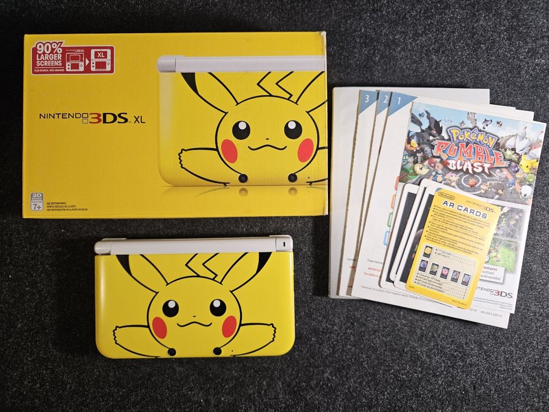 Nintendo 3DS XL Pikachu Yellow Edition (US) (Category: Nintendo) located in Paranaque City. Submitted by john020497 (Listing ID 1336467780, Image 1). Description: - Around 8.5/10 smoothness over all. Good item for collectors. - No issue. - With box, ar cards and manuals. Parañaque area. Delivery via Lalamove/Grab..