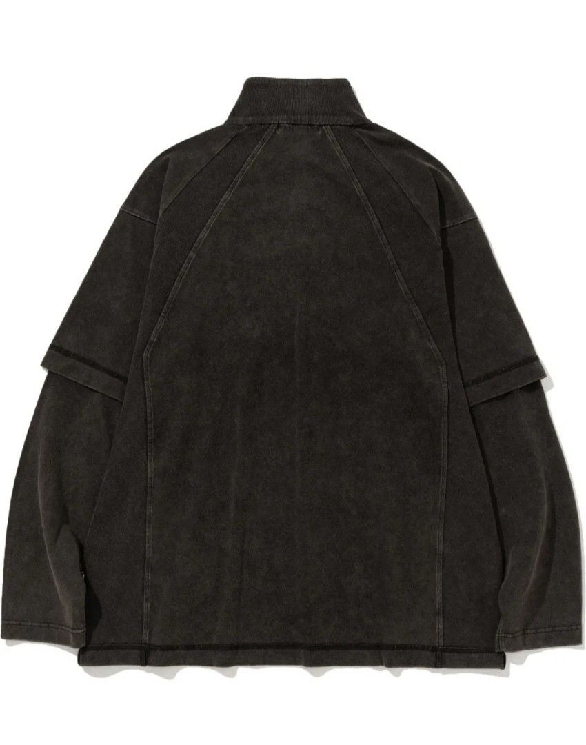 スウェット・トレーナー NOT4NERD N4 Logo Layered High Neck Quarter Zip Up 2 Colors NOT4NERD N4 LOGO LAYERED HIGH NECK QUARTER ZIP UP - Black