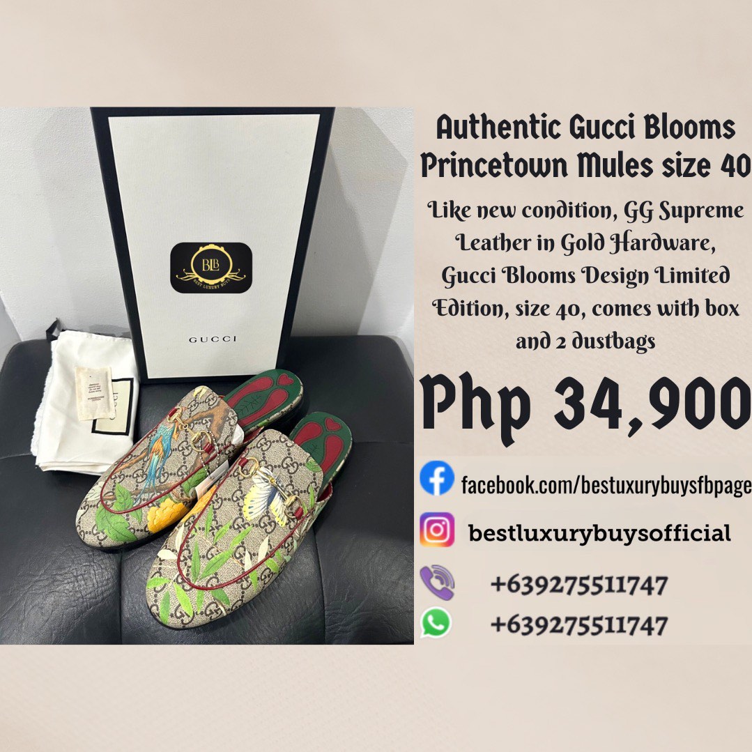Onhand Authentic Gucci Blooms Mules GG Supreme Flats Shoes Mens Womens Limited Edition size 40 Luxury Sneakers Footwear on Carousell