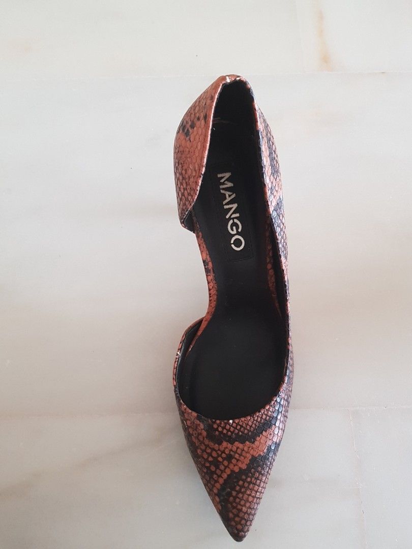 Orange snakeskin Mango Heels Women s Fashion Footwear Heels on Carousell