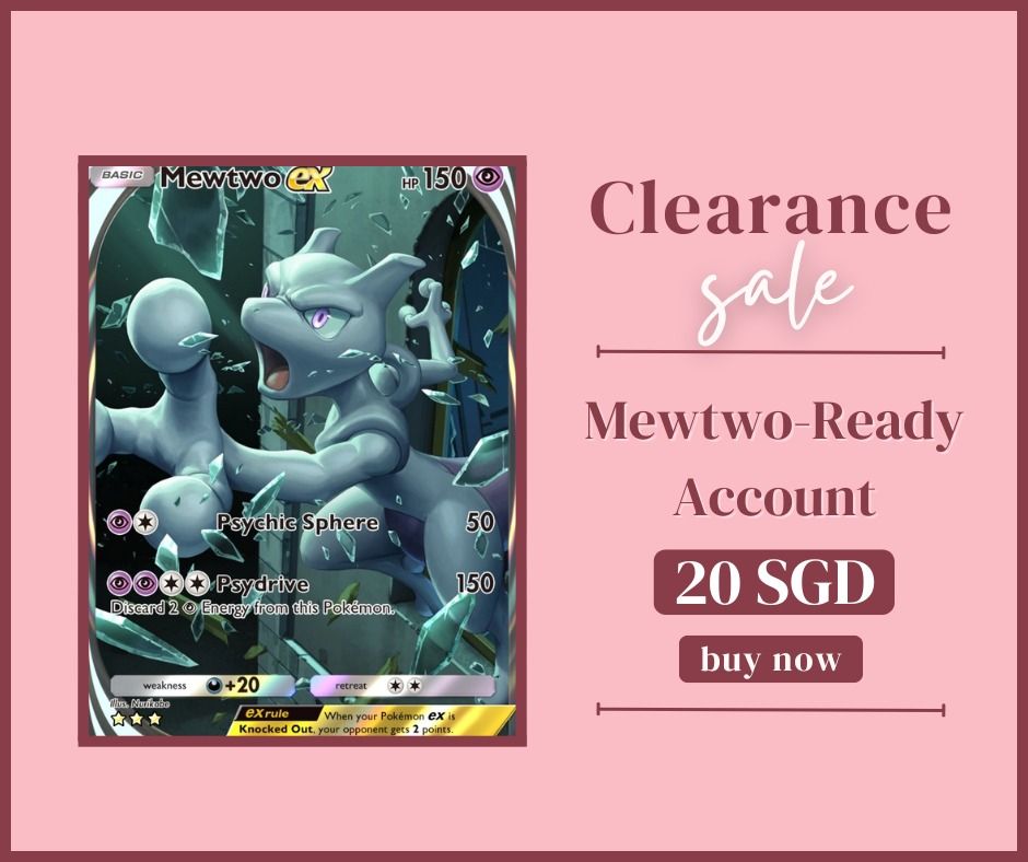 Pokemon TCG Pocket IMMERSIVE MEWTWO Starter Accounts | Clearance Sale ,  Video Gaming, Video Games, Others on Carousell
