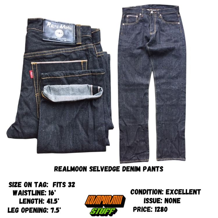realmoon selvedge denim pants, Men's Fashion, Bottoms, Jeans on