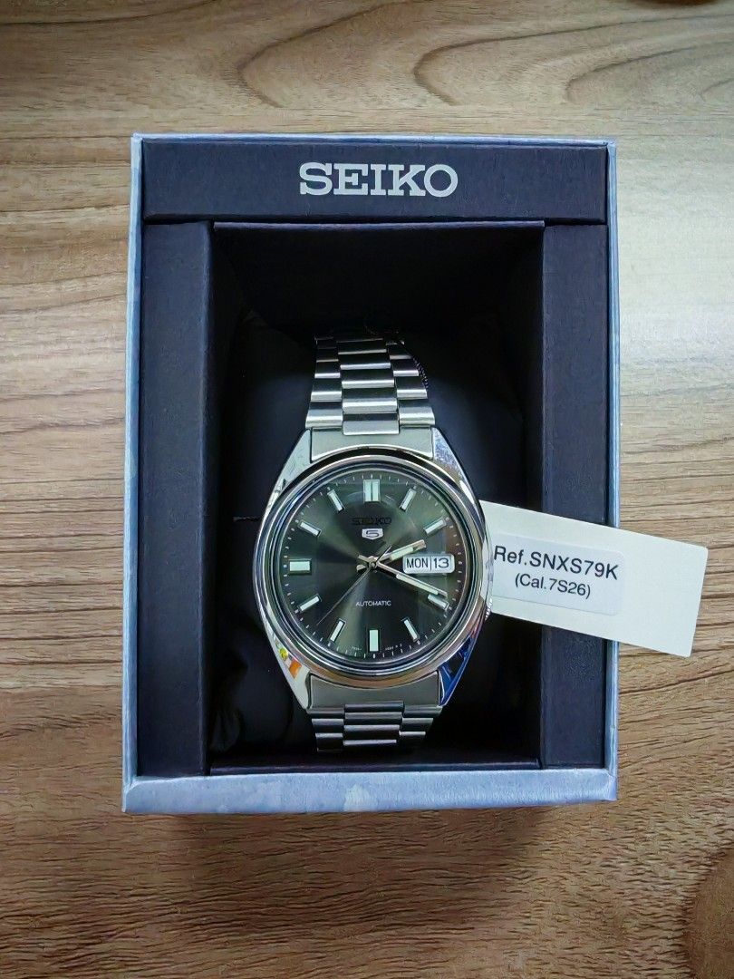 Seiko 5 black dial automatic watch on sale