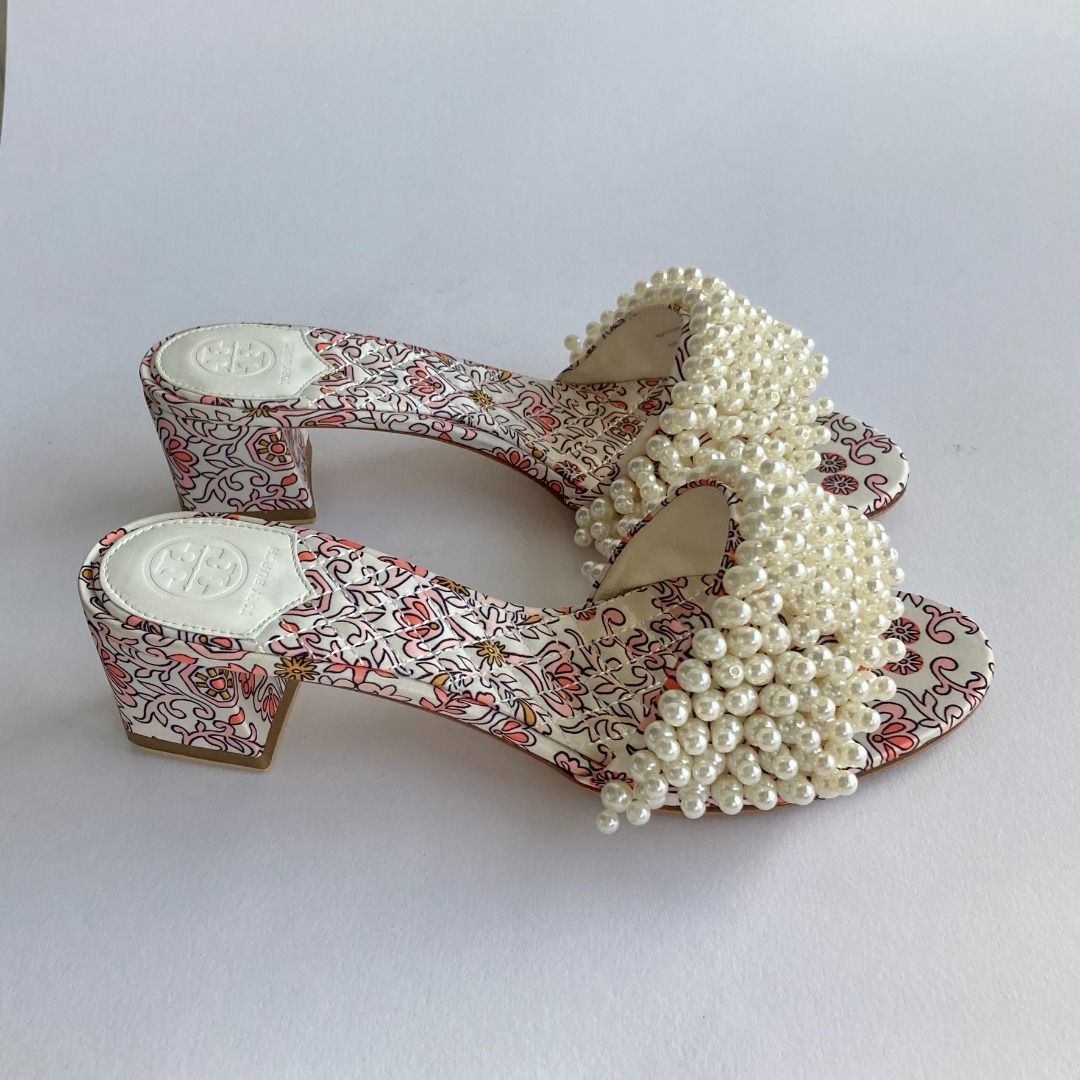 Tory Burch Tatiana Pearl Slides Women s Fashion Footwear Flipflops and Slides on Carousell