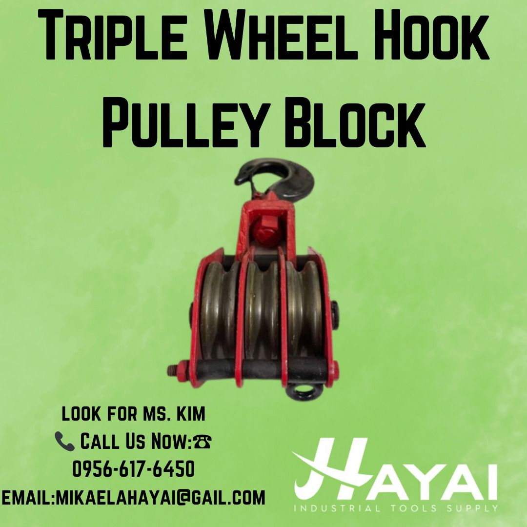 Triple Wheel Hook Pulley Block, Commercial & Industrial, Construction ...