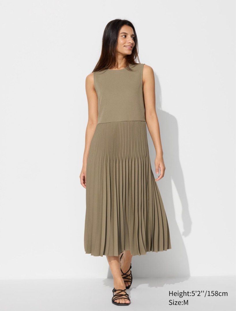 uniqlo beige dress Ladies Long beige dress by uniqlo size L with liner free shipping