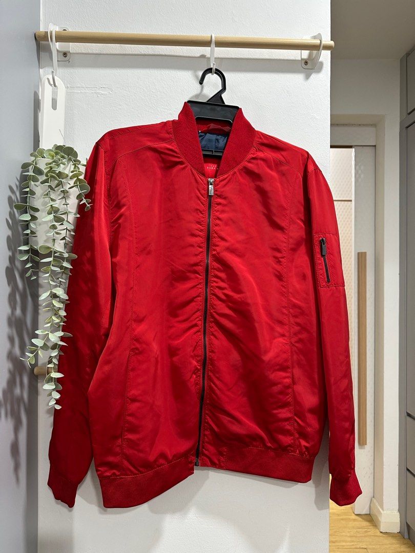 Zara red jacket mens top