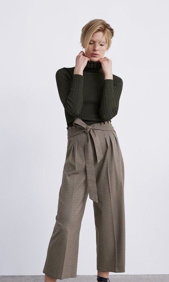 Zara Plaid Trousers With Belt