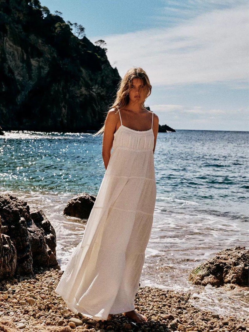 Zara Tiered Maxi Dress ZARA White Maxi Tiered Dress With