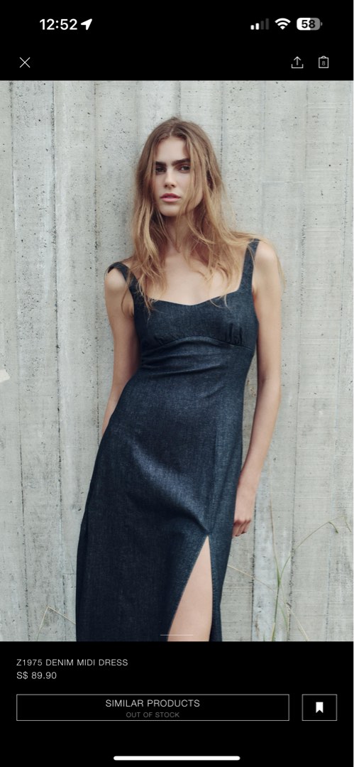 z1975 denim midi dress Rodeo ZARA