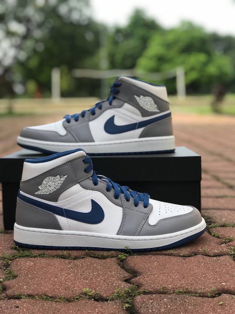 Nike Air jordan 1 mid True Blue Men s Fashion Footwear Sneakers on Carousell