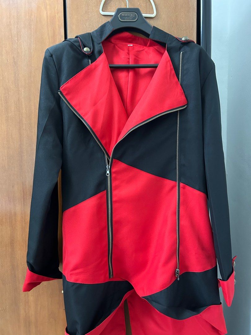 Red and black assassin's creed jacket hot sale