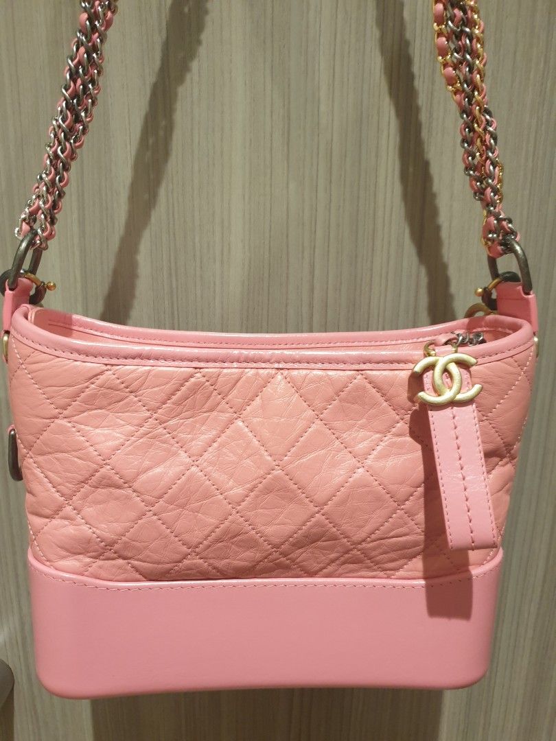 CHANEL GABRIELLE SMALL 20CM QUILTED CALFSKIN PINK TWO TONE HARDWARE