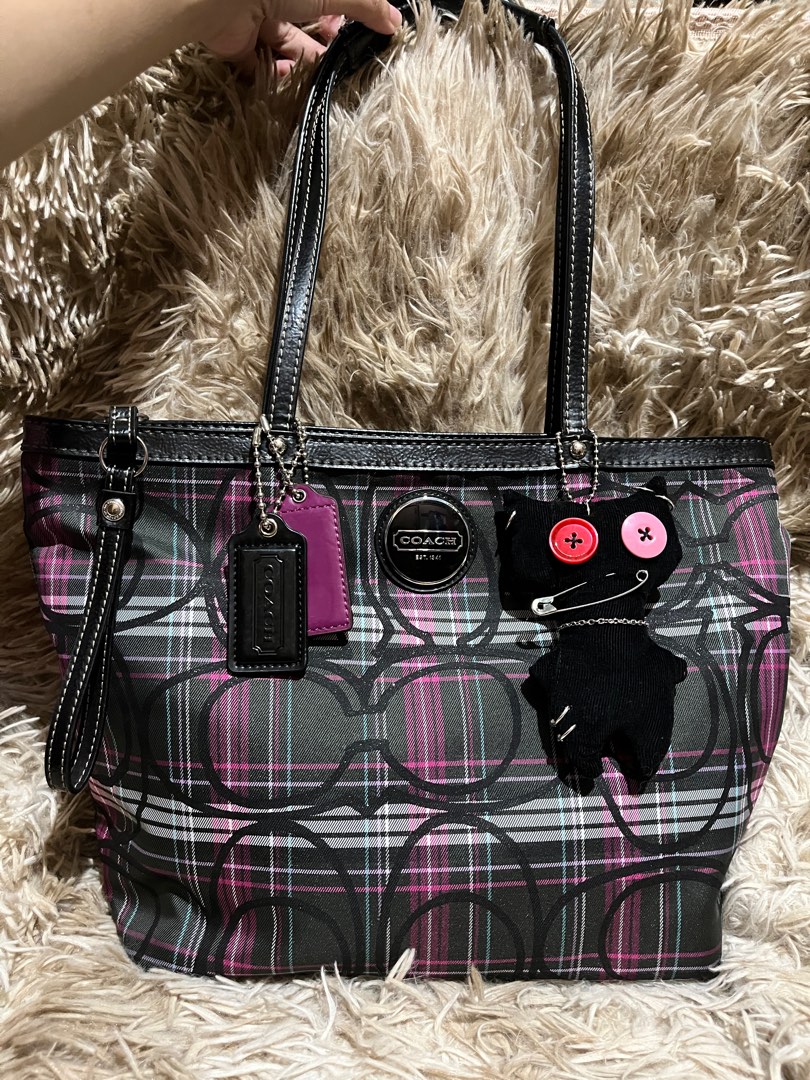 Coach Poppy Tartan Plaid Signature Tote Bag Luxury Bags Wallets on Carousell