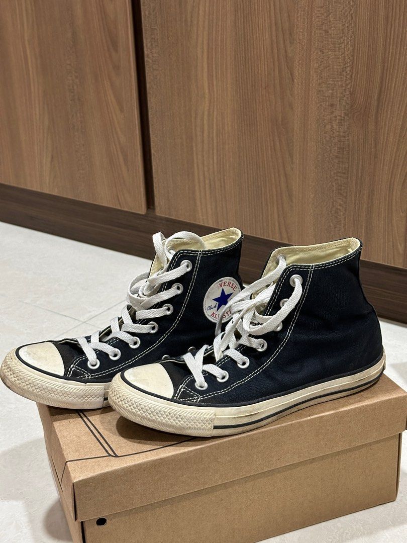 Converse high cut black Shoes Women s Fashion Footwear Sneakers on Carousell