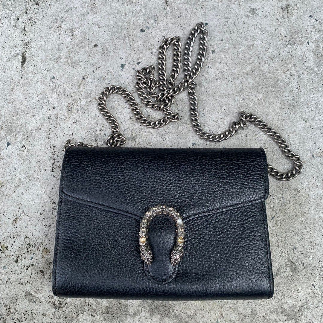 Gucci Black Leather Dionysus Mini Chain Bag