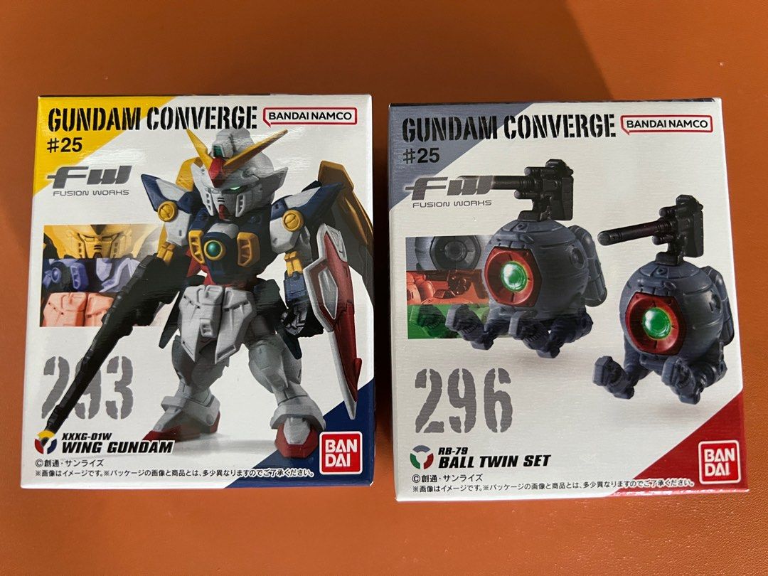 Gundam Converge #293 & #296 - Wing Gundam & Ball Twin Set (Category: Gundam Model Kits) located in Singapore. Submitted by mixiaomi412 (Listing ID 1336519263, Image 1). Description: Selling two brand new boxes of Gundam Converge as a set at 30. Wing Gundam #293 and Ball Twin Set # 296.