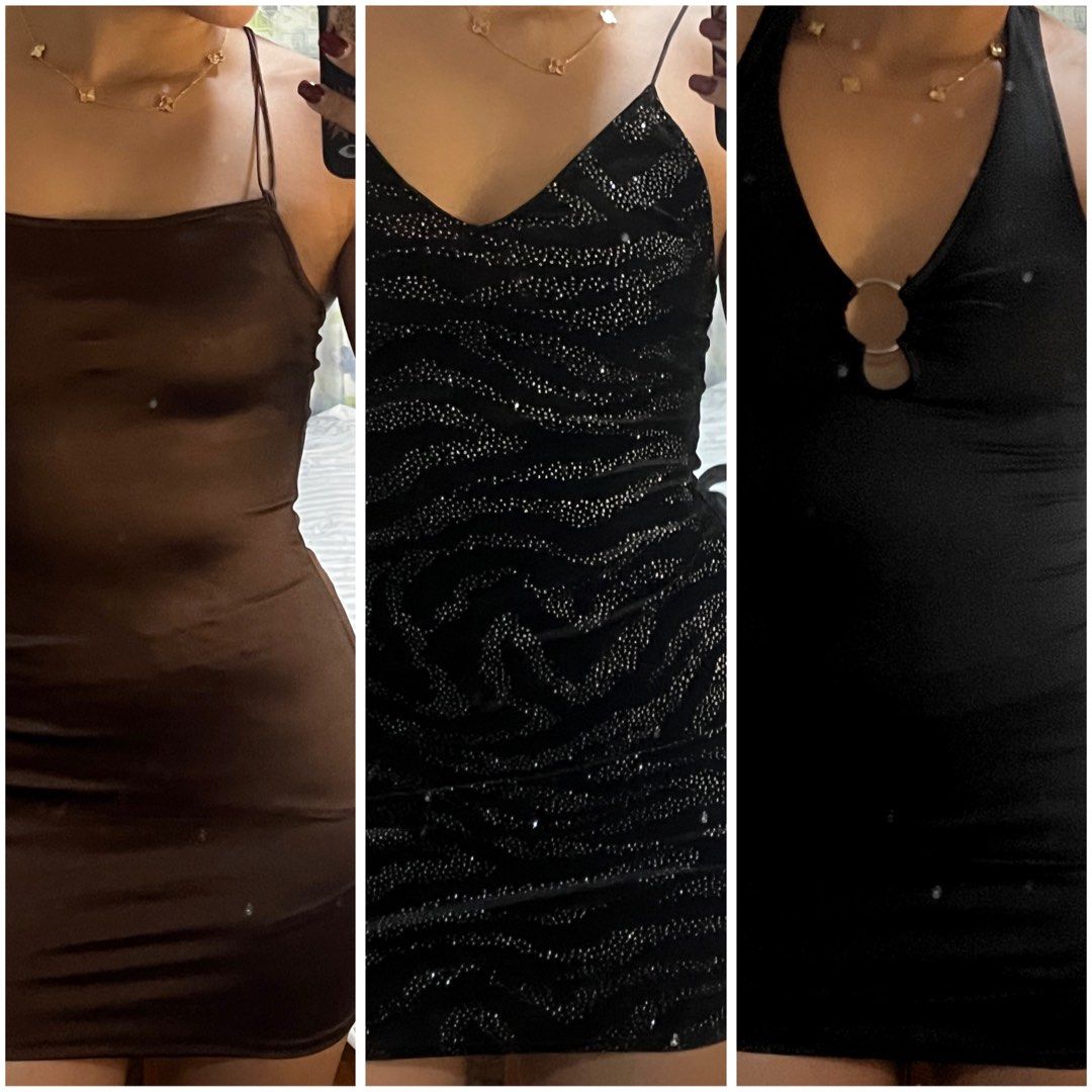 H&M Bodycon Dresses Take all (Category: Dresses) located in Paranaque City. Submitted by flamespicks (Listing ID 1336544717, Image 1). Description: ‼️Take all dresses for only 1,100‼️ ‼️Individual dress for 400‼️ send me a message if u want to take all or just buy one ☺️ Brand: H&M Size: XS- Brown Dress and Black Halter dress S - Black Beaded Dress Condition: Lightly Used Fabric: Satin/Cotton/Polyester Rfs: Retired baddie na HAHAHA Model's Measur