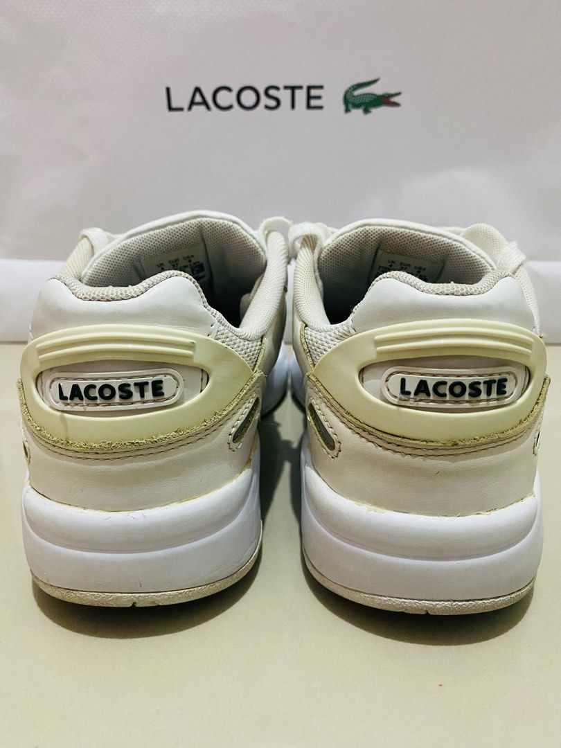 Lacoste plain white shoes shop