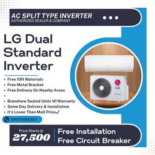 ✅LG DUAL STANDARD INVERTER SPLIT TYPE AIRCON BRANDNEW SEALED W/WARRANTY✅