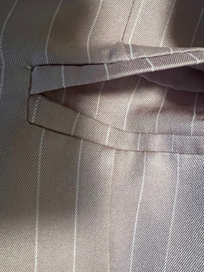 LIGHT PINK WITH WHITE STRIPES BLAZER SKORT COORDS (Category: Sets or Coordinates) located in Manila. Submitted by declutterluxe (Listing ID 1336545942, Image 3). Description: Bought for 2,150 php Worn once Skort fits waist 26” .