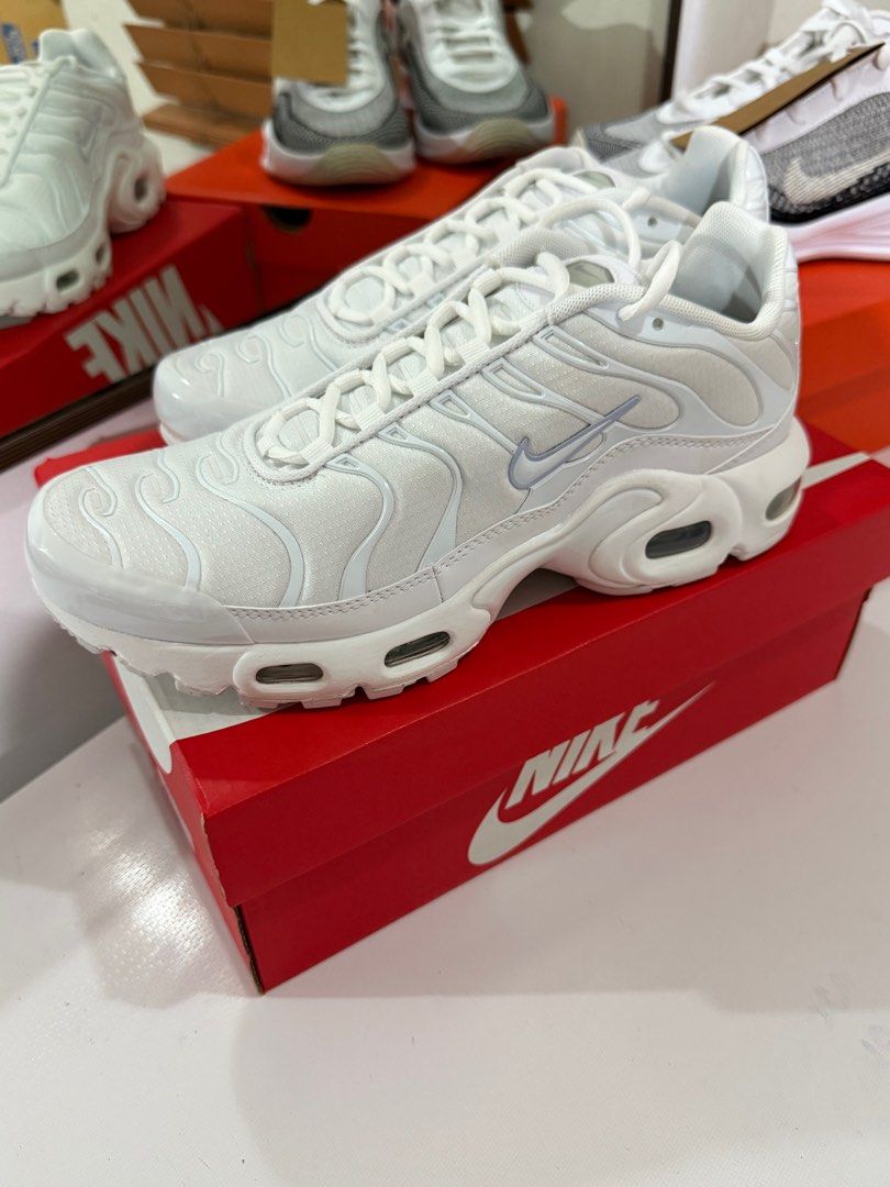 Nike Kids Air Max Plus Big Kids Grade School Shoes White Men s Fashion Footwear Sneakers on Carousell