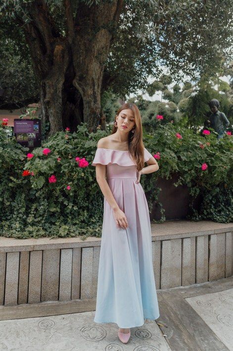strapless open back dress Sleeveless Ombre Pleated A-Line Maxi Dress - Lilac Ombre