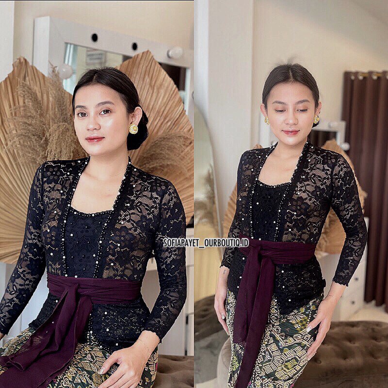 ONE SET KEBAYA/KEBAYA PAYET/KEBAYA HITAM/SETELAN KEBAYA BALI/KEBAYA