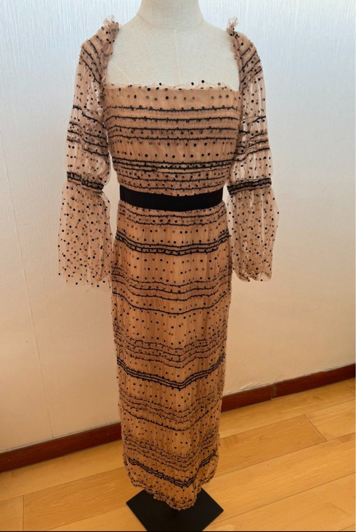 knee length dresses for ladies Polka Dot Satin Midi Dress by Self Portrait main image 0