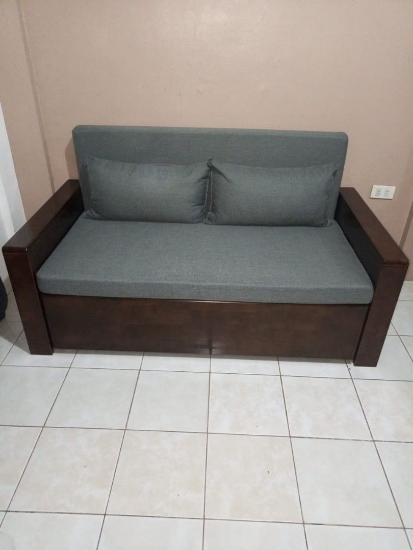 Sofa Bed Solid Thailand Rubber wood (Category: Sofas) located in Manila. Submitted by kaden_chicvista (Listing ID 1336536821, Image 3). Description: Sofa Bed made with Thailand Rubber wood Available in 2,3,4 seaters imported from Taiwan Factory Factory price Excellent Quality free installation upon delivery Dm me for more info.