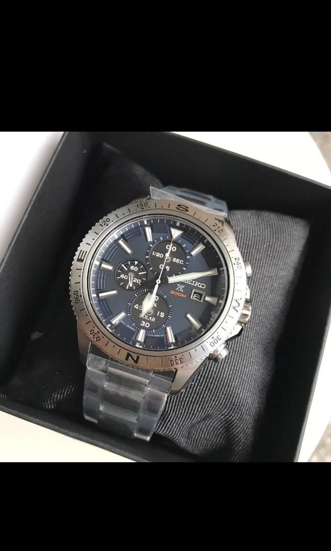 SSC703P1 Solar Chronograph Tachymeter Blue Dial Silver Steel Watch Men s Fashion Watches Accessories Watches on Carousell
