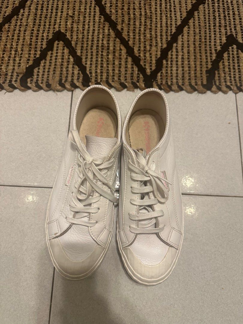 Superga white leather sneakers Women s Fashion Footwear Sneakers on Carousell