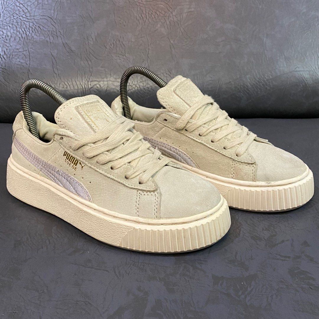 Sz37 Puma Suede Platform Satin Beige Sepatu Second