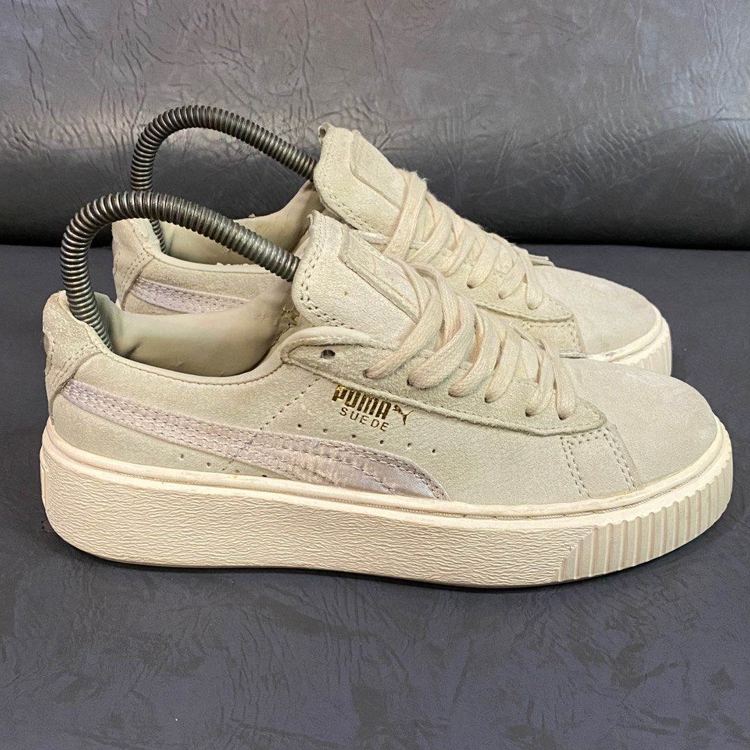 Sz37 Puma Suede Platform Satin Beige Sepatu Second