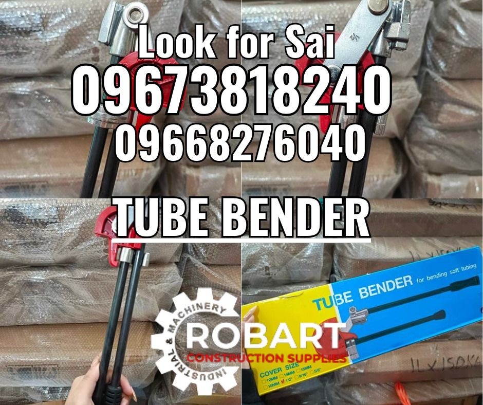 Tube Bender (Category: Construction Tools & Equipment) located in Manila. Submitted by sairobart375609 (Listing ID 1336505278, Image 1). Description: Tube Bender Brand: Goat Size: 1/2" ROBART CONSTRUCTION SUPPLIES For inquiries: For FAST TRANSACTION: Sai Robart - 09673818240 / 09662708706 Vbr: Robart Sai - 09673818240 sairobart3@gmail. com Office Address: 1405 Yuseco St. Sta. Cruz Manila 7746-6248, 7216-7605 ,7002-2872, 8-6363005 09351427044 0960
