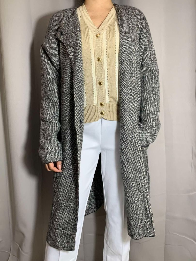 Uniqlo tweed knitted coat outlet