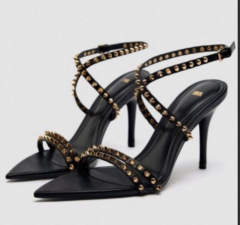 ZARA studded black pointy heels US 7 Women s Fashion Footwear Heels on Carousell