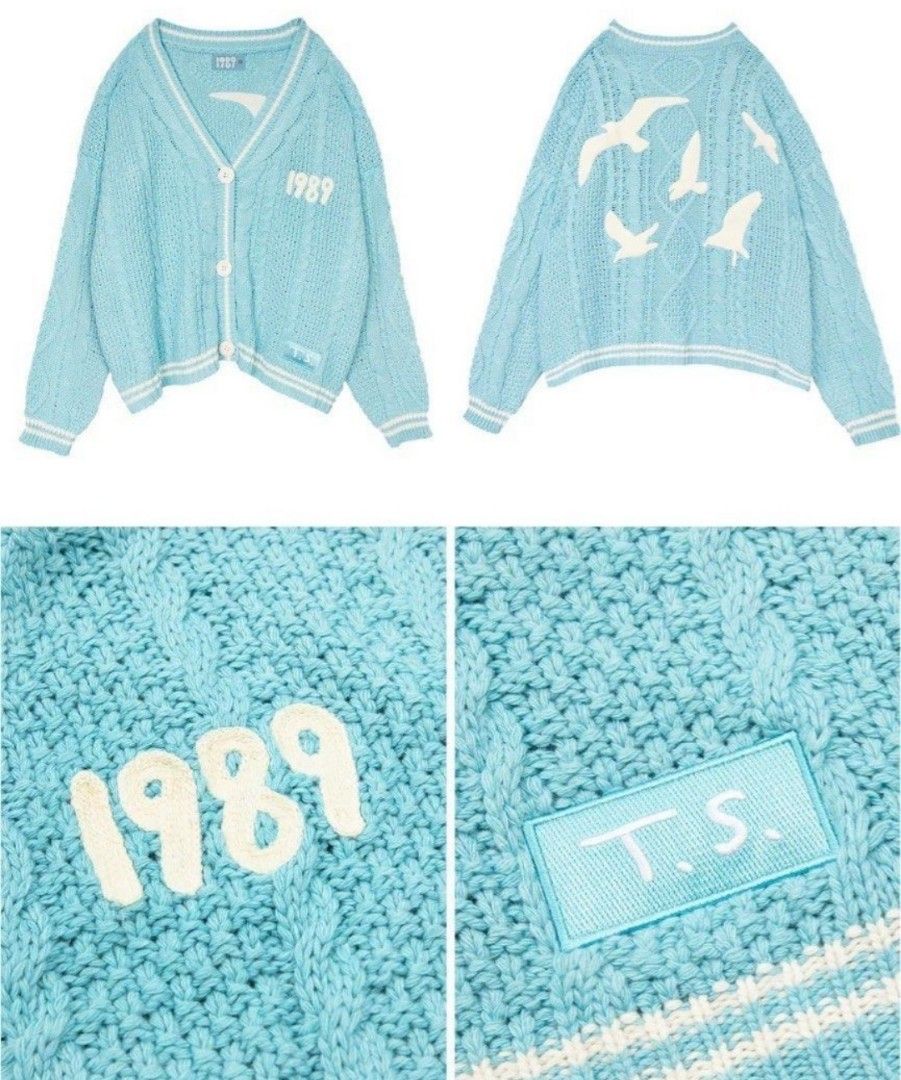 1989 Official Cardigan Taylor Swift (Category: Coats, Jackets and Outerwear) located in Binan City. Submitted by ninjasinpyjamas (Listing ID 1336868478, Image 1). Description: BRAND NEW in plastic NEVER WORN/TAKEN OUT OF PLASTIC SIZE: XS/S with blue star confetti Can provide proof of purchase from Taylor's Official Store.