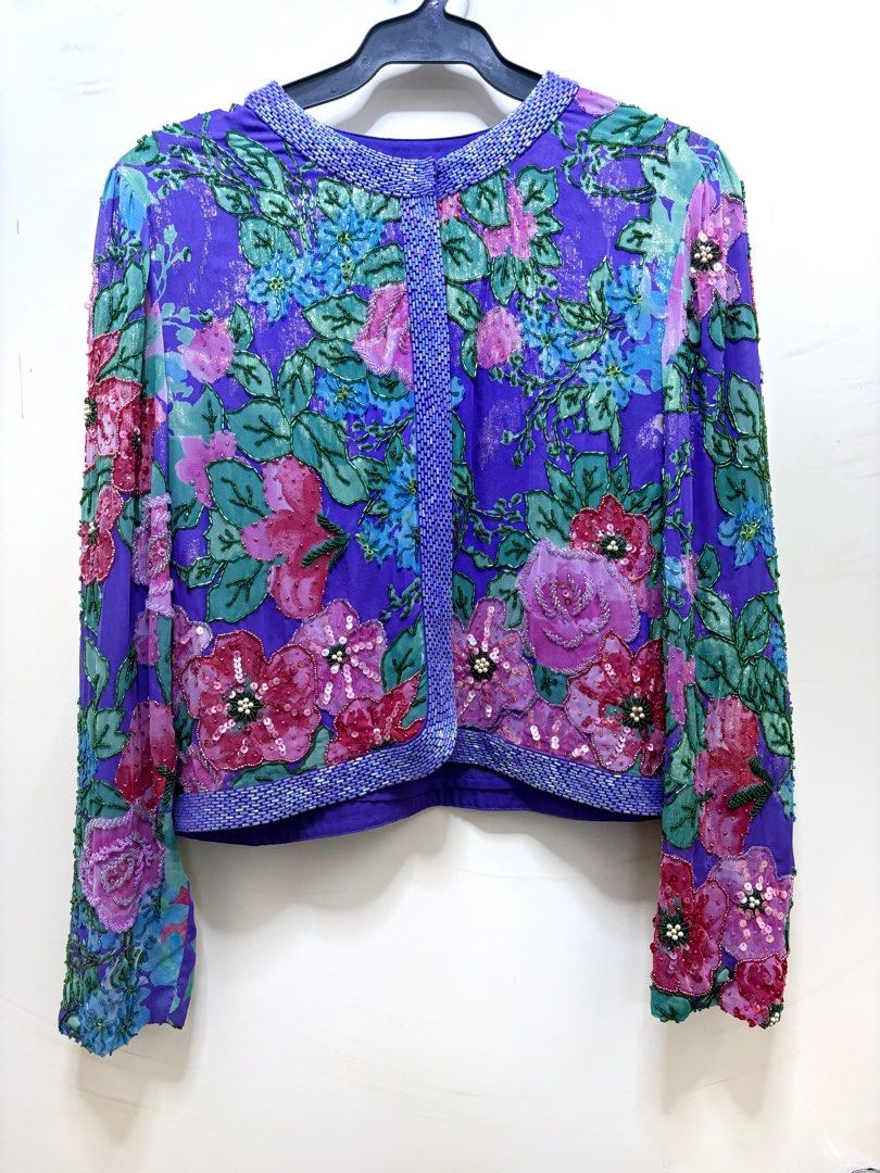 80 s vintage fully beaded jacket with skirt