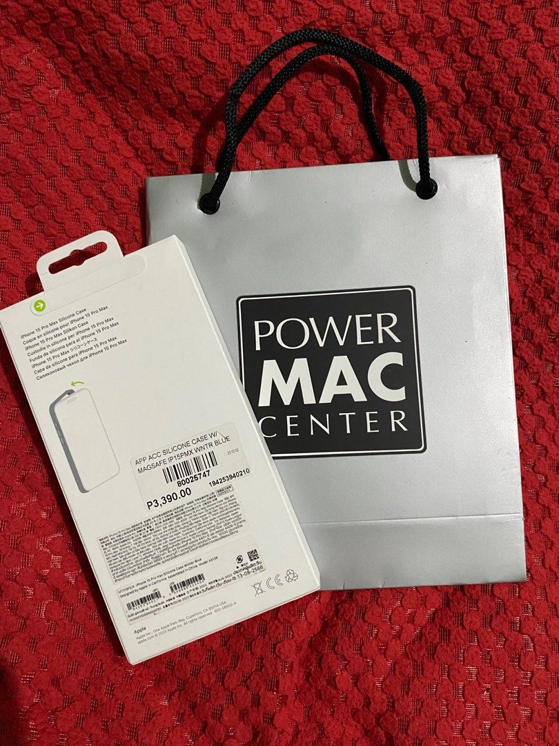 Apple Magsafe Silicon Winter Blue for Iphone 15 Pro Max (Category: Cases & Sleeves) located in Paranaque City. Submitted by cmscll (Listing ID 1336832825, Image 2). Description: Php 699 (Srp Php 3,390) From Power Mac Center (With Bag) Perfect Gift 🎁 Official Receipt as proof of purchase can be provided. Delivery thru Lalamove or LBC Cash On Delivery or Branch Pick Up Location: Paranaque | Mandaluyong.