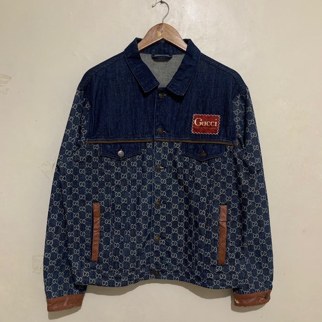 Authentic Gucci GG Monogram Denim Jacket Luxury Apparel on Carousell
