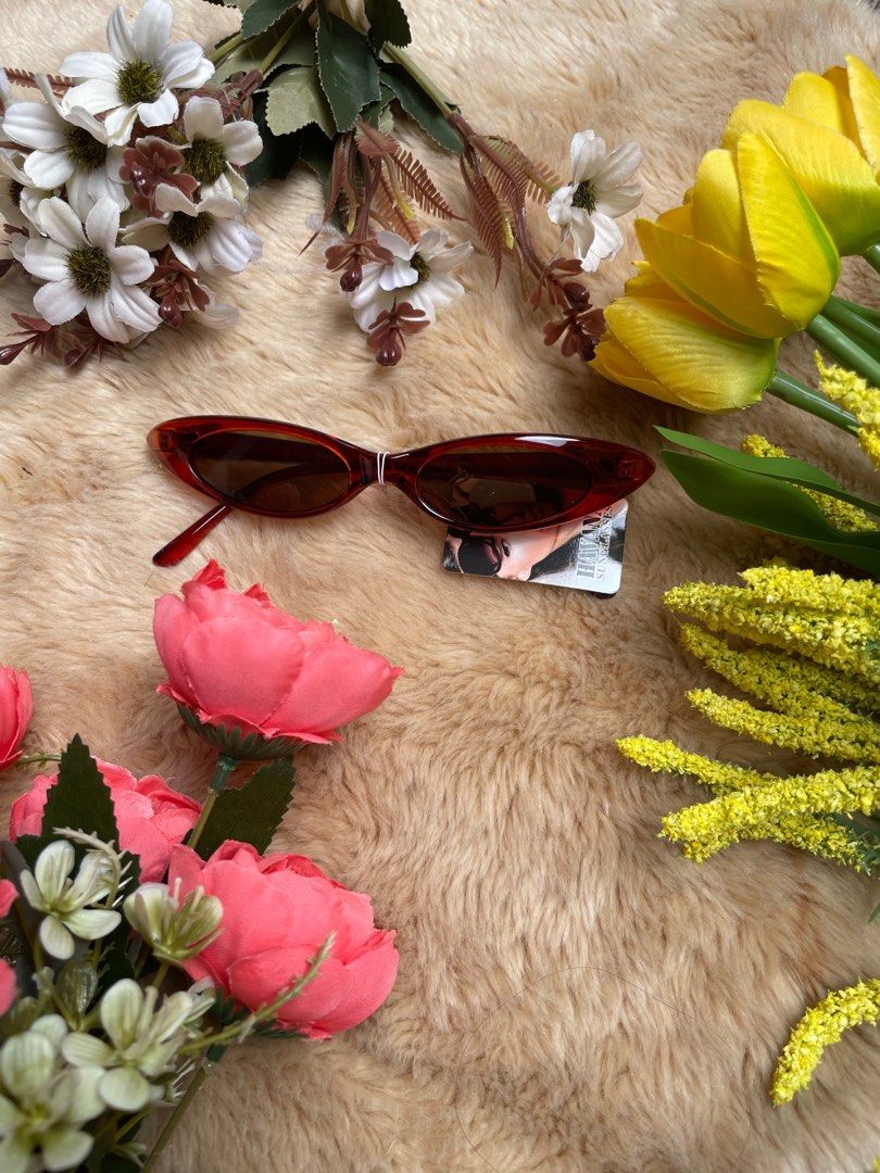 SALE bella hadid kendall jenner tiny oval sunglasses women eyewear  anti uv small slim sunnies coklat deep brown brownies