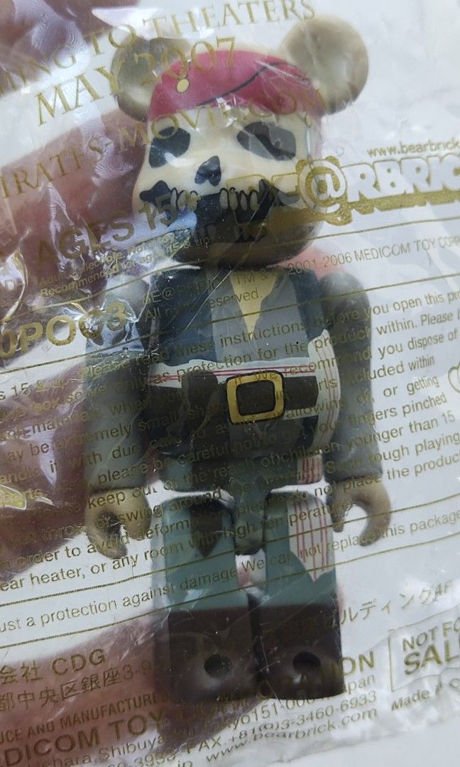 Be@rBrick Jack Sparrow (Category: Designer & Blind Box Toys) located in Tagum. Submitted by cs1907 (Listing ID 1336675543, Image 3). Description: -750 each -2pcs available -both sealed -unopened -Pirates of the Caribbean 2007 Series -with Medicom Toy Corp. sticker.
