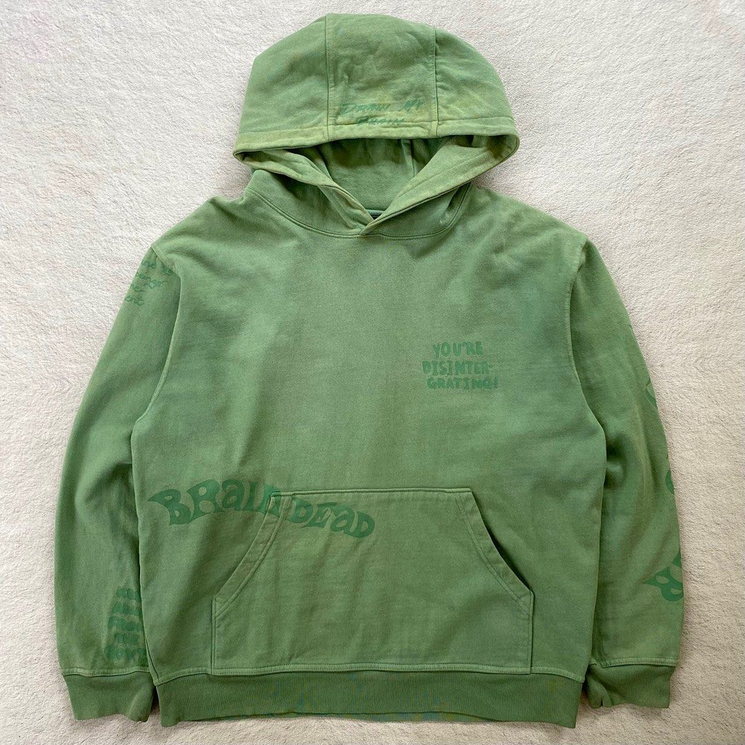 Brain Dead Tonal Type Print Hoodie Putty Green Fesyen Pria Pakaian Baju Luaran di Carousell