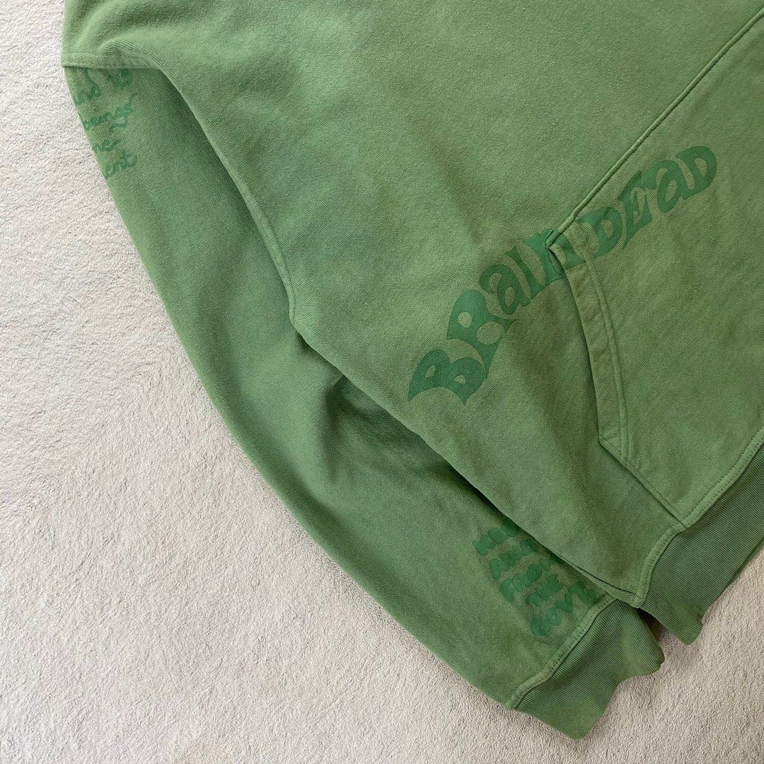 Brain Dead Tonal Type Print Hoodie Putty Green Fesyen Pria Pakaian Baju Luaran di Carousell