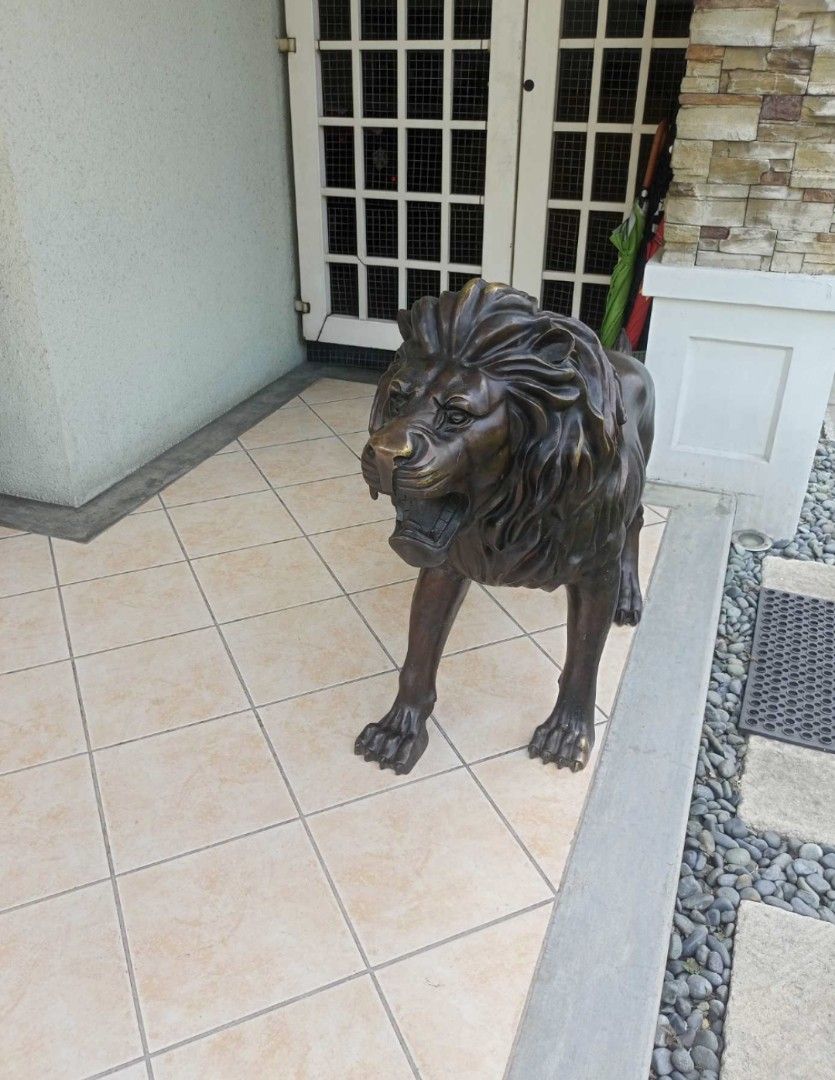 Brass life Size lion pair statue display (Category: Figurines & Statues) located in Manila. Submitted by kurukutuk (Listing ID 1336834747, Image 3). Description: brass life Size lion pair statue display 34 x 58 inches HxL made of brass.