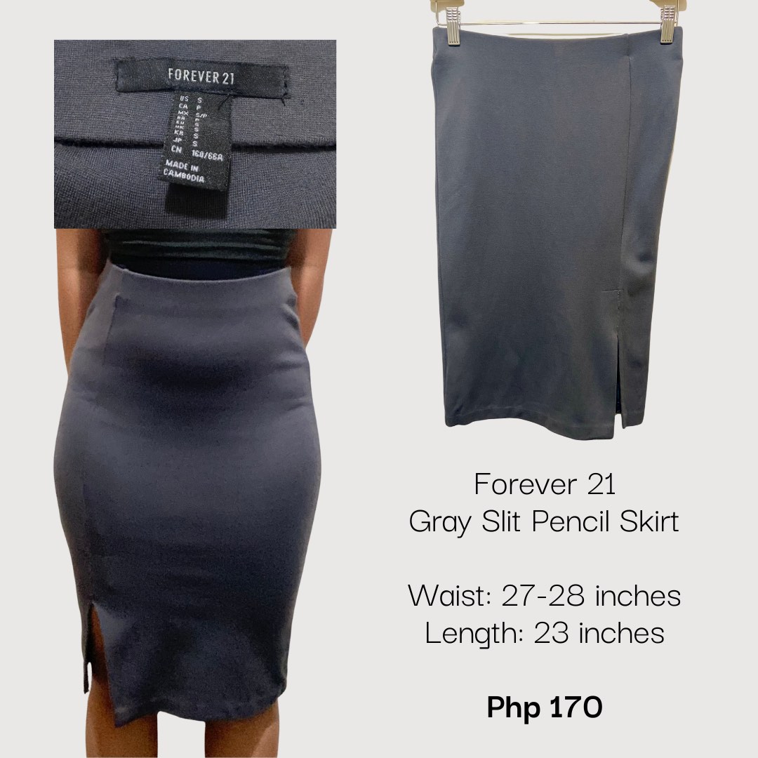 Forever 21 Gray Slit Pencil Skirt Women s Fashion Bottoms Skirts on Carousell